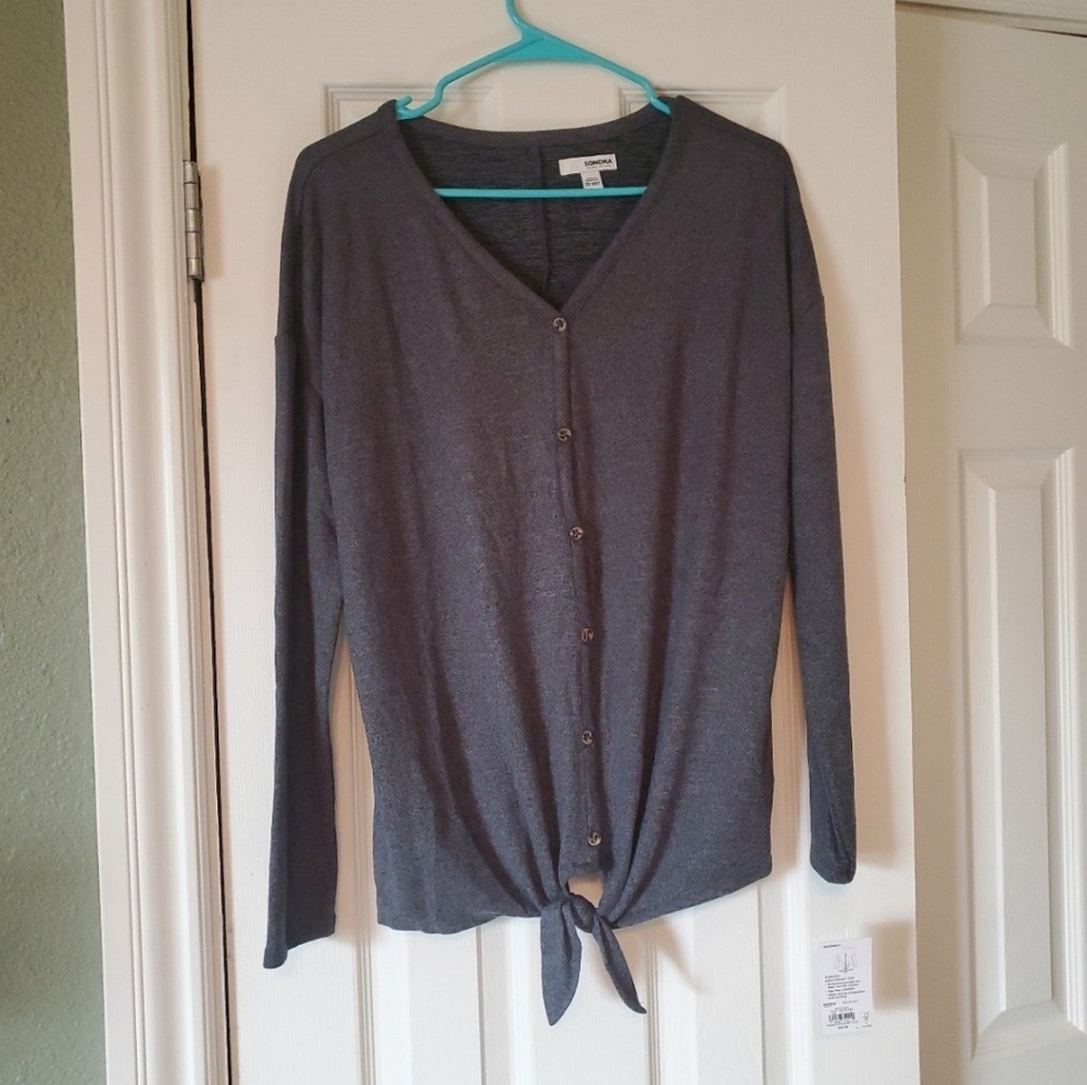 Sonoma XS Xsmall Maternity Nursing Knotted Sweater Grey Long Sleeve NEW